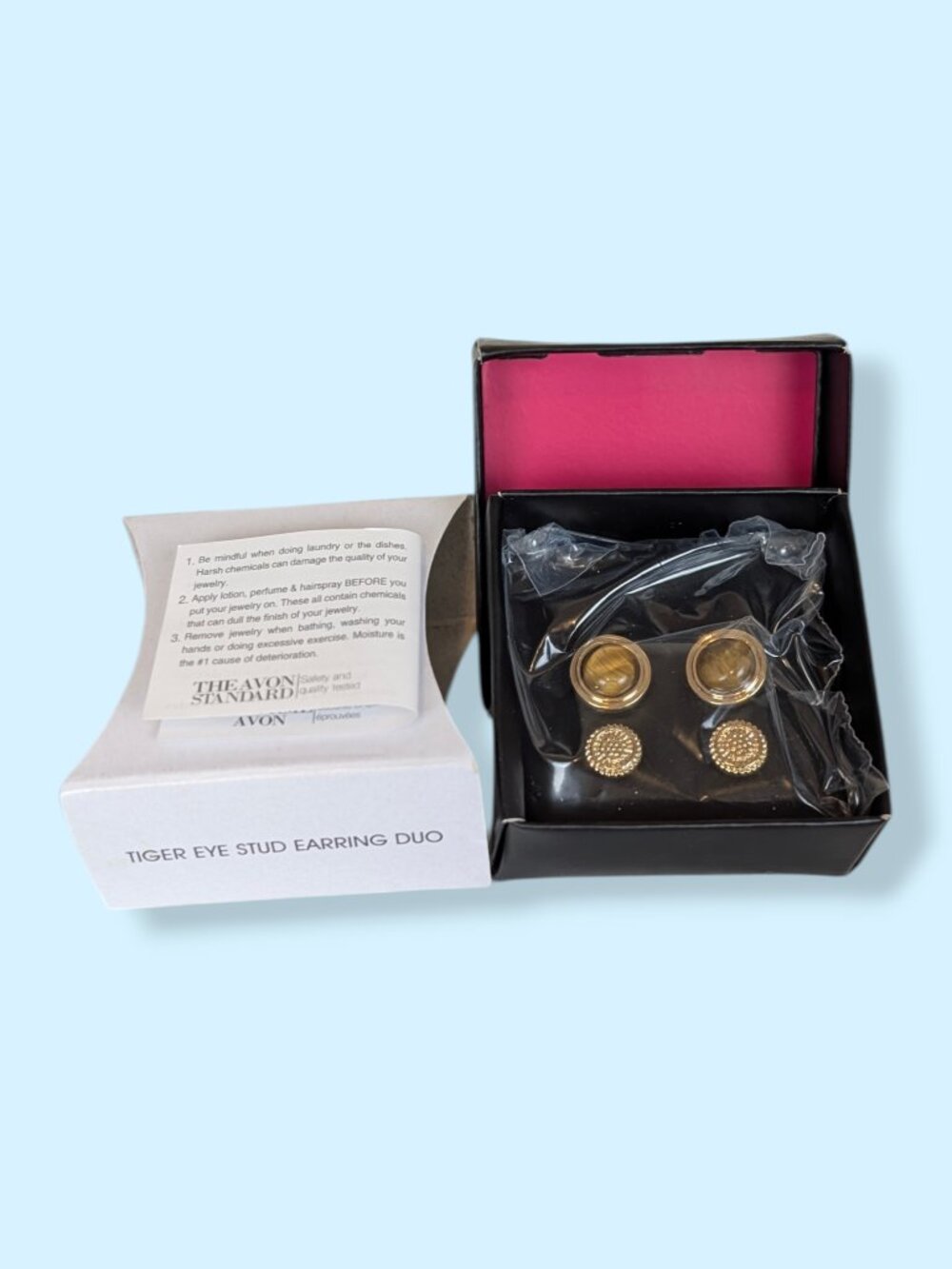 NWT Avon Tiger's Eye Stud Earring Duo